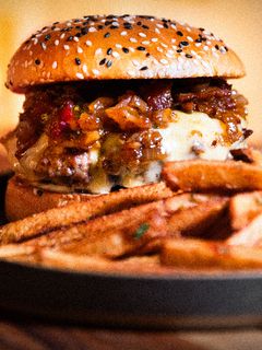 A picture of Bacon jam burger.