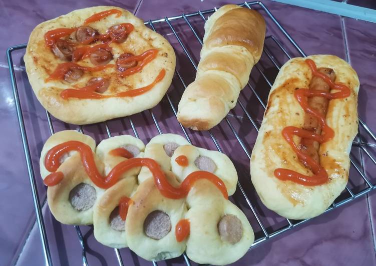 Cara Gampang Membuat Roti sosis pizza (dengan bread improver) Anti Gagal