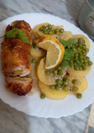 صورة لوصفة اسكالوب محشي بالرز مع بطاطا روتي