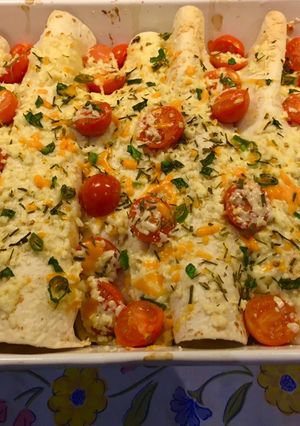 A picture of Tofu chilli enchiladas:.