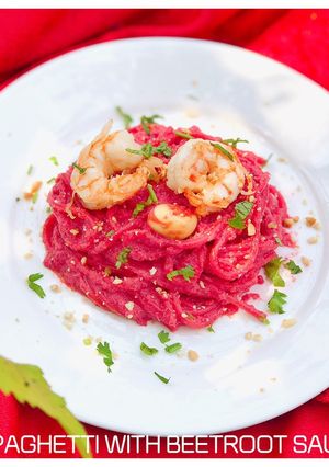 Hình của món Mì Spaghetti Sốt Củ Dền.