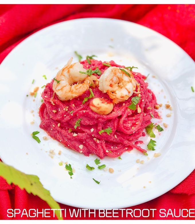 Hình của món Mì Spaghetti Sốt Củ Dền.