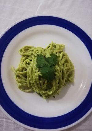 Una foto de Spaghetti verde poblano. ¡Riquísimo!