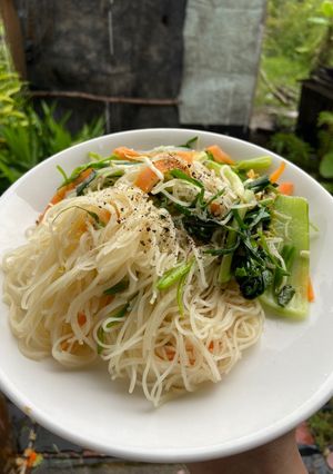 Hình của món Hủ tiếu xào rau củ.