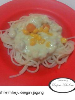 Foto resep Spagheti krim keju dengan jagung