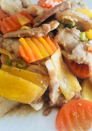 Hình của món Thịt 3 chỉ Kho vàng, đỏ tại Nhật.