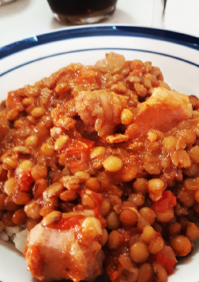 Una foto de Guiso de lentejas con receta de la tía Mónica