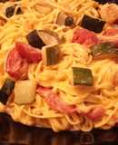 Spaghetti con Calabacines y Cherry a la Mantequilla en Salsa de Trufa