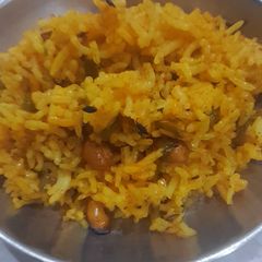 A picture of Capsicum Masala Bhaat with Leftover Rice.