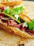 Salami, Gorgonzola, and Pickle Sandwich