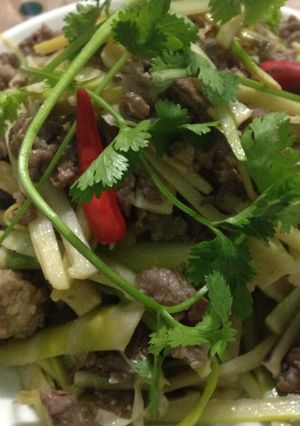 Hình của món Măng trúc xào thịt bò.