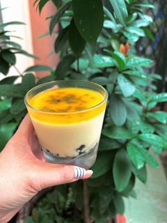 Hình của món Cheesecake chanh dây không khuôn không lò.