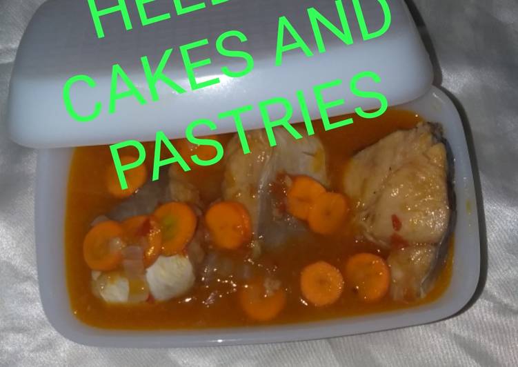 My Kids Love Fish pepper soup garnished with carrot