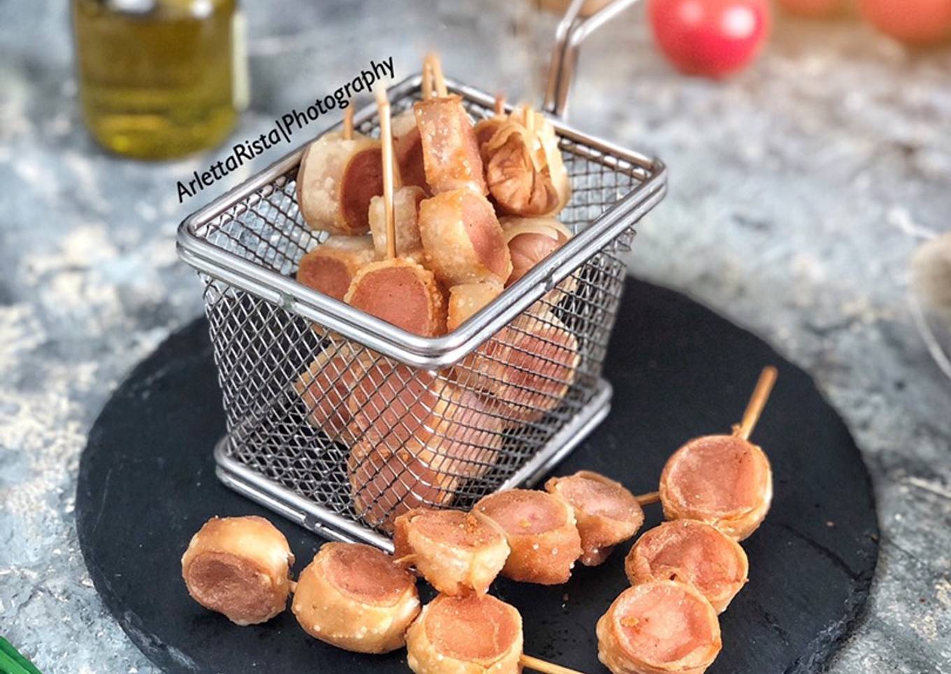 Sate Sosis Goreng Kulit Pangsit
