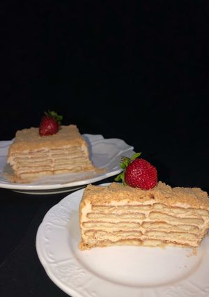 صورة لوصفة كيكة العسل الروسية الباردة