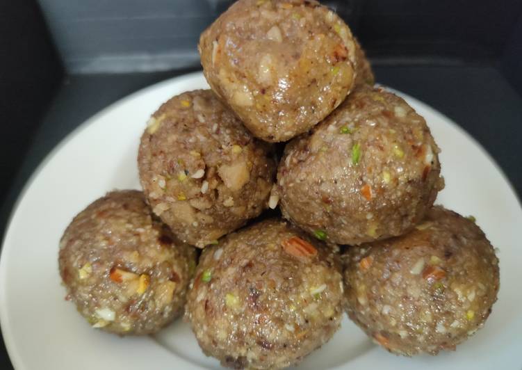 Steps to Make Perfect Instant Wheat - millet - dryfruits laddu