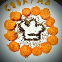A picture of Baked sweet potato with egg white.