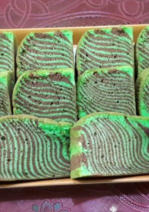 Foto resep Cake zebra pandan putih telur