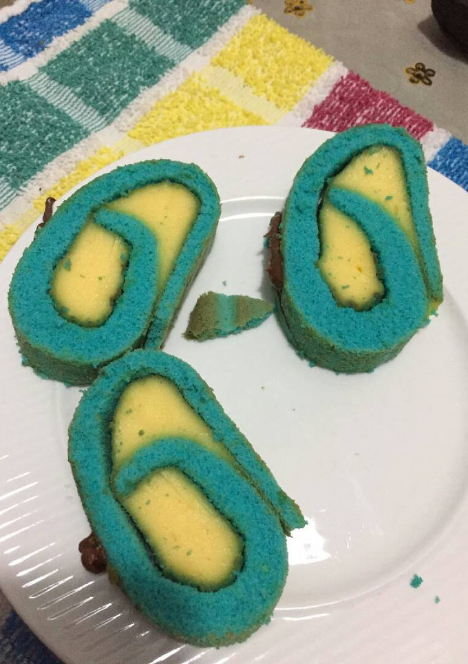 Una foto de Brazo de gitano azul con crema