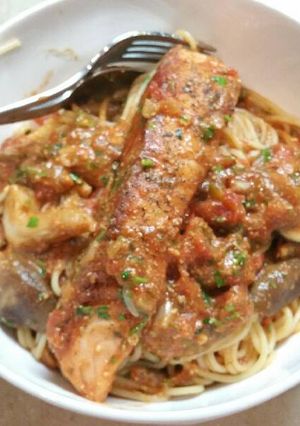 Hình của món Nấm & Cá hồi Spaghetti.