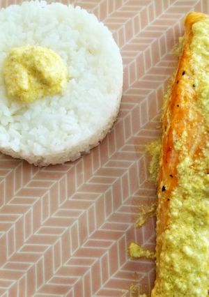 Une photo de Saumon au lait de coco et curry