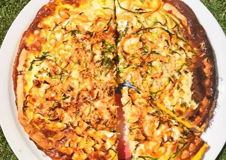 Quiche di spaghetti di carote e zucchine, raschera e fesa di tacchino