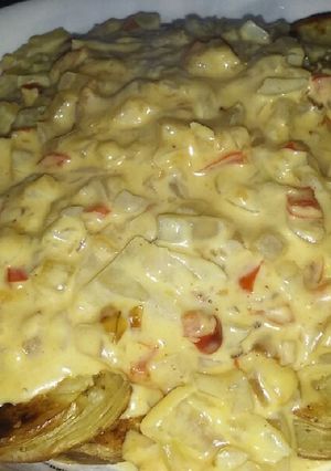 Una foto de Papas a la falsa crema