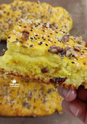 عکسی از دستور نان کشمشی (بدون خمیر مایه و استراحت)