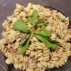 A picture of Pasta with Pesto.