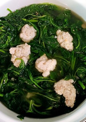 Hình của món Rau dền cơm nấu mọc tôm thịt.