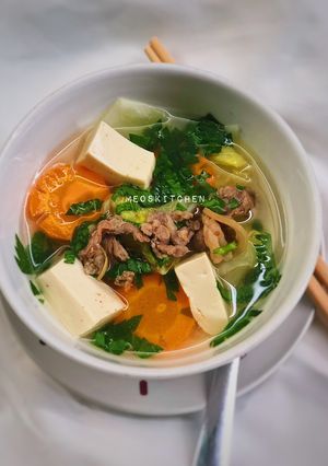 Hình của món Canh thịt dê nấu cải thảo, đậu hũ non.