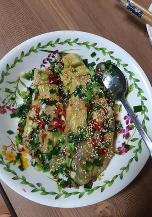 Hình của món Cà tím nướng mỡ hành.