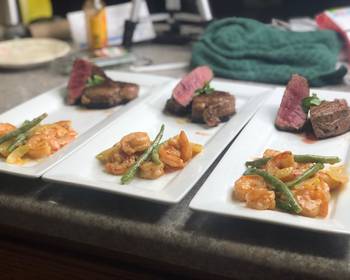 Best Recipe Fillet Mignon w Kicker Shrimp Scalloped Baby Potatoes Practical Delicious