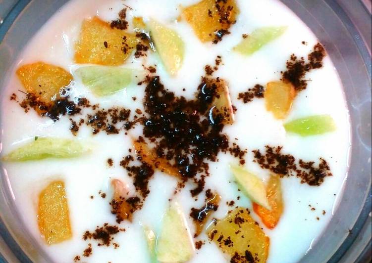 Cucumber and fried potato raita Cucumber and fried potato raita