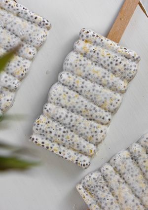 A picture of Chia Pineapple Coconut Pudding Popsicle.