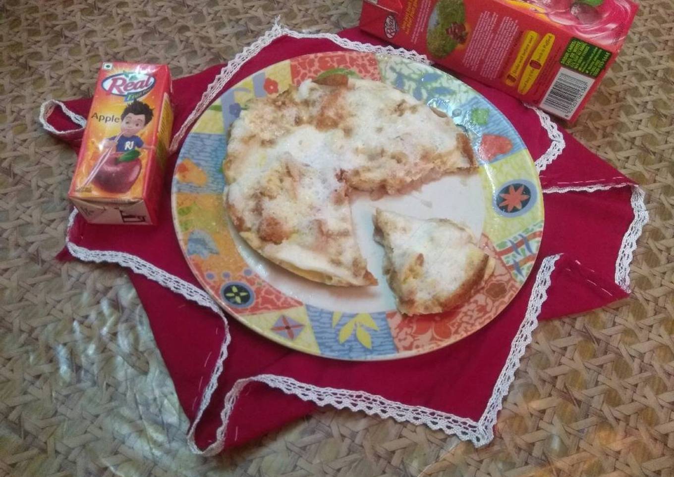 Egg pudding with Apple juice and Cranberry juice