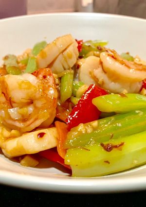 西芹炒蝦仁帶子 的食譜成品照片