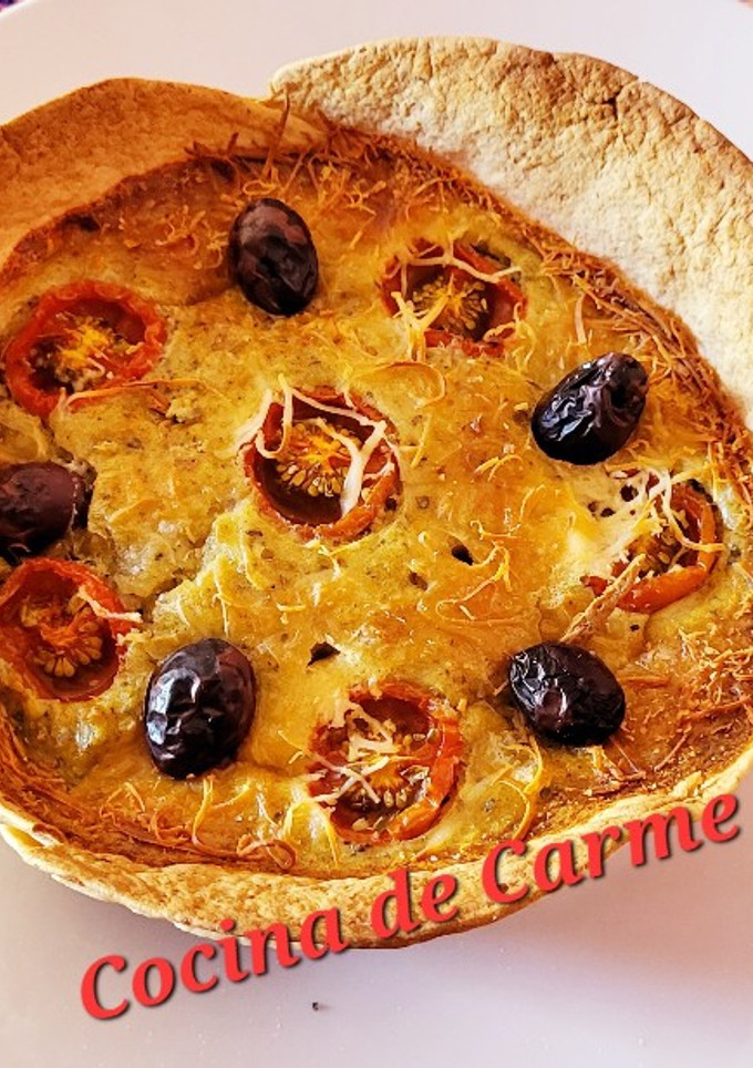 Una foto de Tarta de hortalizas con base de tortitas