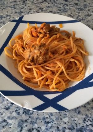 Foto principal de Espaguetis con albóndigas de lentejas y champiñones