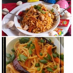 Mushroom Hakka noodles A picture of Mushroom Hakka noodles.