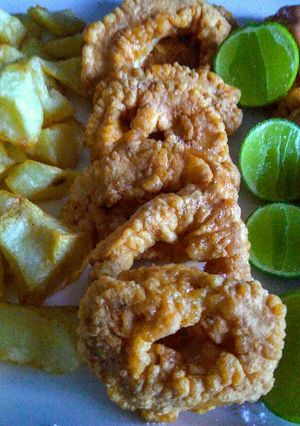Una foto de Anillos de calamar y gambas-camarones-a la romana...!