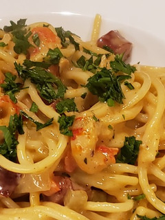 A picture of Cajun Crawfish Cheesey Pasta.