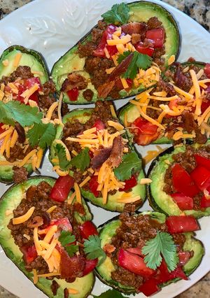 A picture of Taco Stuffed Avocado's.