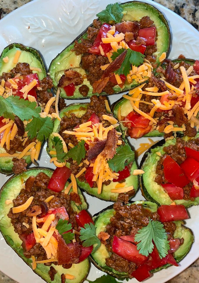 A picture of Taco Stuffed Avocado's.