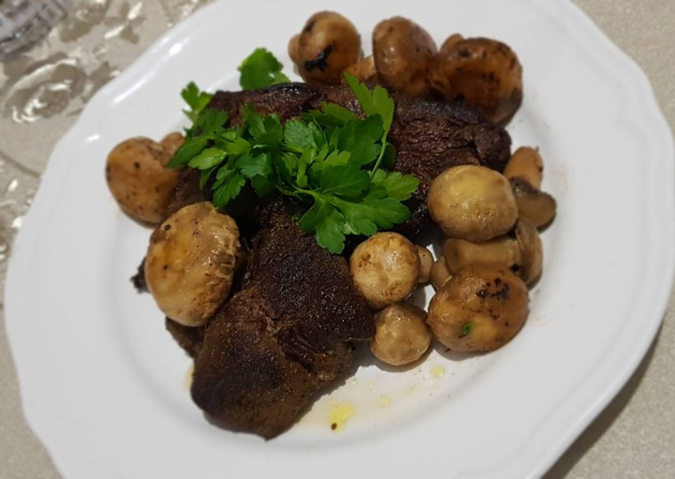 Meat steaks with mushroom