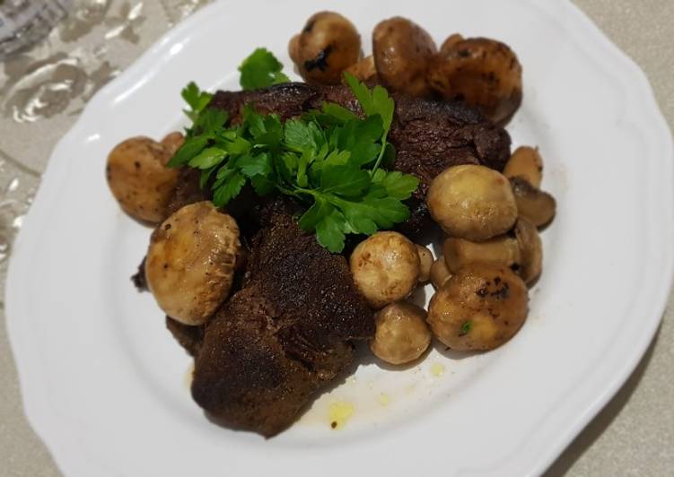 Recipe of Super Quick Homemade Meat steaks with mushroom