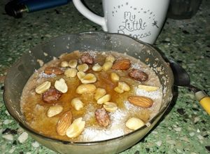 Una foto de Porridge de avena en Microondas #adornaelarbol