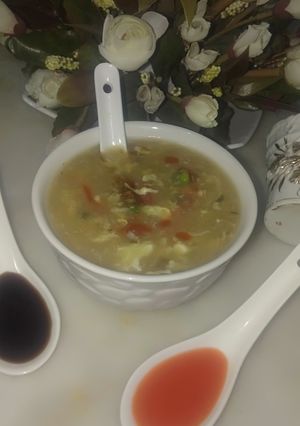 A picture of Vegetable corn soup.