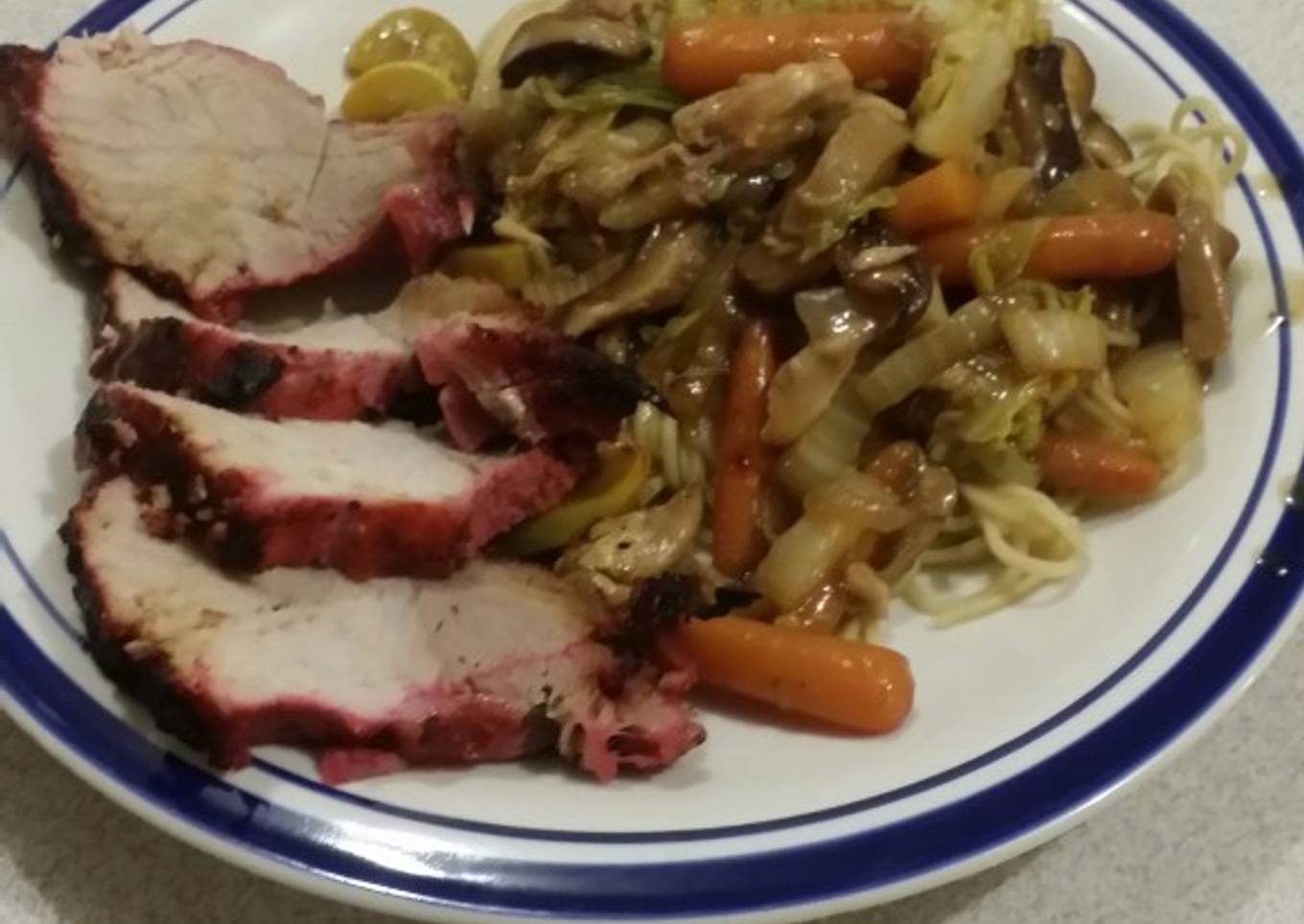 Brad's char siu (Chinese BBQ pork) w/ chow mein