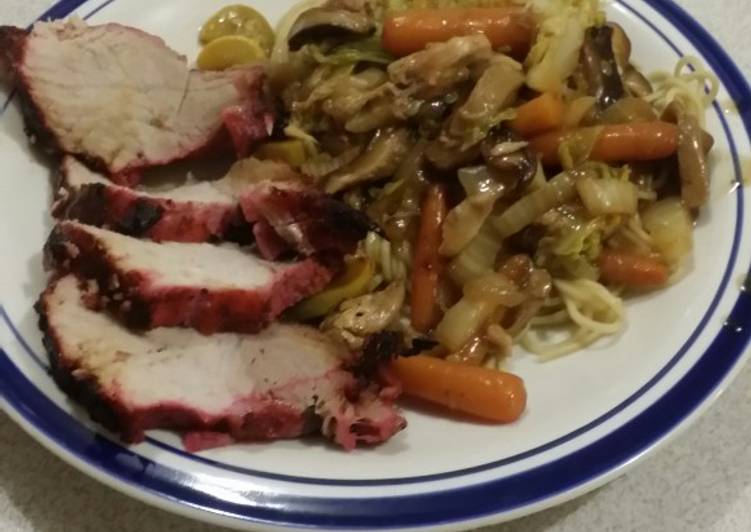 Easy Way to Prepare Yummy Brad's char siu (Chinese BBQ pork) w/ chow mein